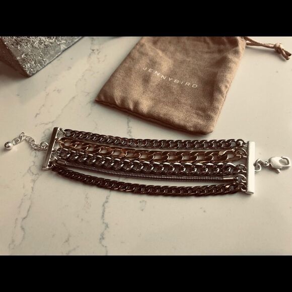 NWT- JENNY BIRD Austin Cuff Bracelet made from chains cute casual bracelet - Picture 3 of 7